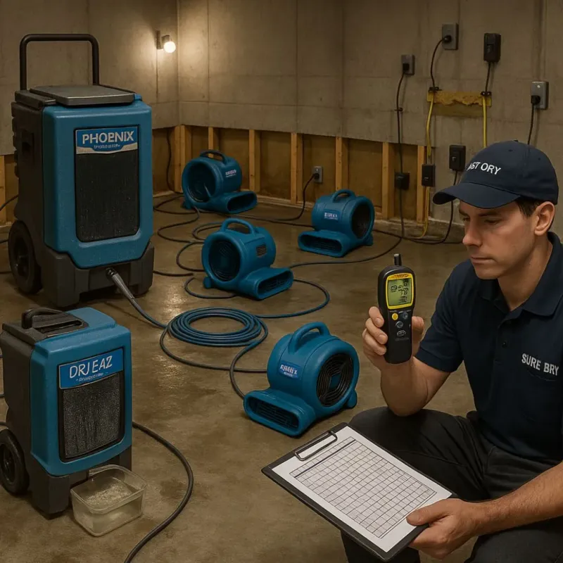 Structural Drying and Dehumidification process in North Brookfield, MA